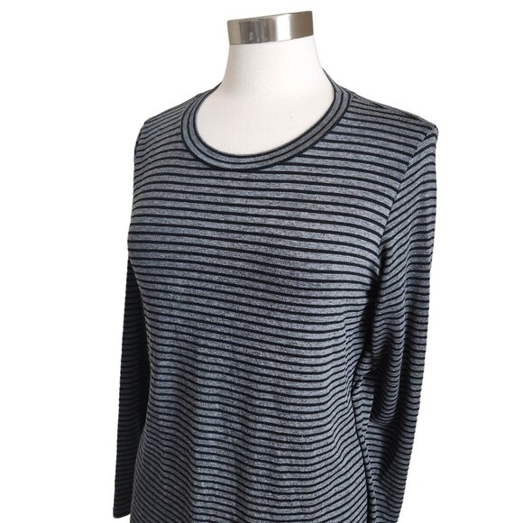 EILEEN FISHER Dress Small Casual‎ Striped Long Sleeves Cozy Black Gray - Picture 3 of 13